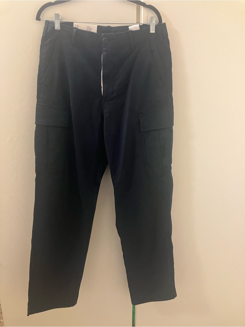 Uniqlo Mens Dark Navy Blue Stretch Cotton Cargo Pants Sz M New W Tag NWT.